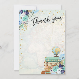 Danke, Blumen-Fräulein zu Frau Travel Blue zu Dankeskarte