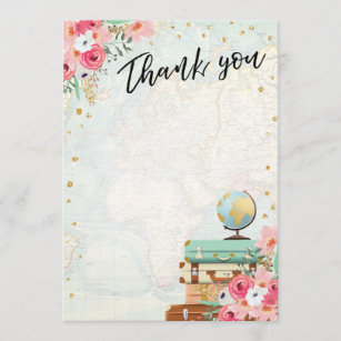 Danke, Blumen-Fräulein zu Frau Travel Pink zu Dankeskarte