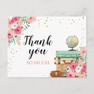 Danke, Blumen-Fräulein zu Frau Travel Pink zu Dankeskarte
