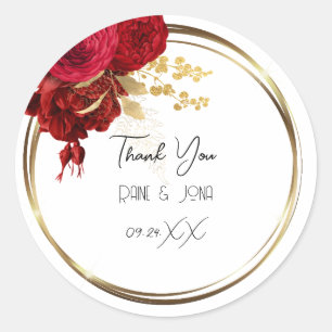 Danke Blumen Herz Braut Sweet16th Gold Weiß Runder Aufkleber
