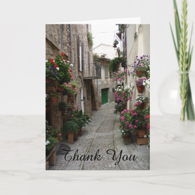 Danke Blumen-italienische Seitenstraße-Karte (Vorderseite)