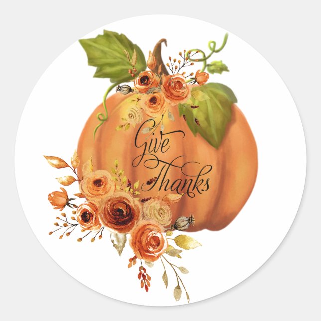 Danke, Blumenkürbis Runder Aufkleber (Vorderseite)