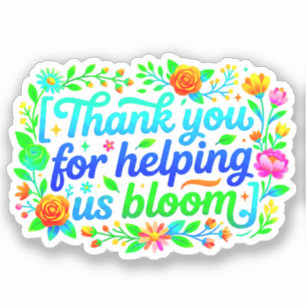 Danke (Blütenblüte)   Lehrerdank Aufkleber