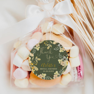 Danke Boho-Blumen-Herbst-Chic-Braut- Dusche Runder Aufkleber