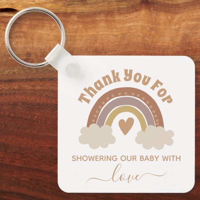 Danke Boho Regenbogen Babydusche modern chic Schlüsselanhänger (Vorderseite)