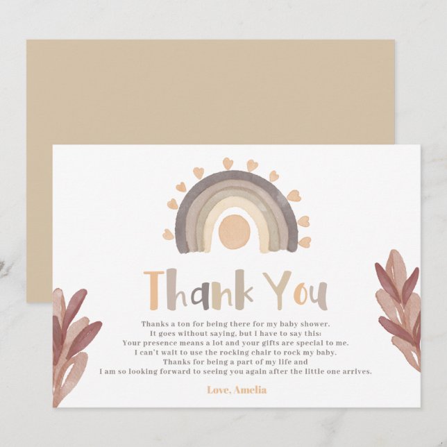 Danke Boho Regenbogensonne Babydusche (Vorne/Hinten)