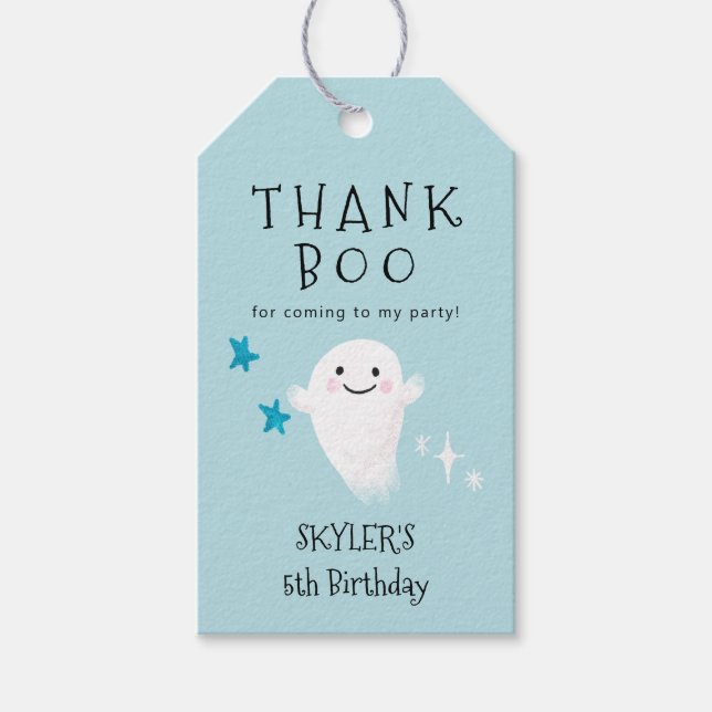 Danke Boo | Halloween Boy Birthday Party Geschenkanhänger (Vorderseite)