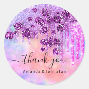 Danke Braut Sweet16th Floral Holographie Tropfen Runder Aufkleber