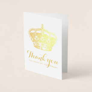 Danke Brautjungfer Goldene Königskrone Folienkarte