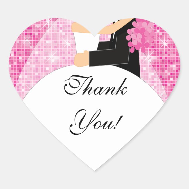 Danke Brautparty Sticker Bride Groom Pink (Vorderseite)