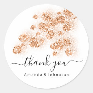 Danke Bridal Sweet16. Floral White Glitzer Runder Aufkleber