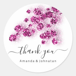 Danke Bridal Sweet16th Floral Glitzer White Runder Aufkleber