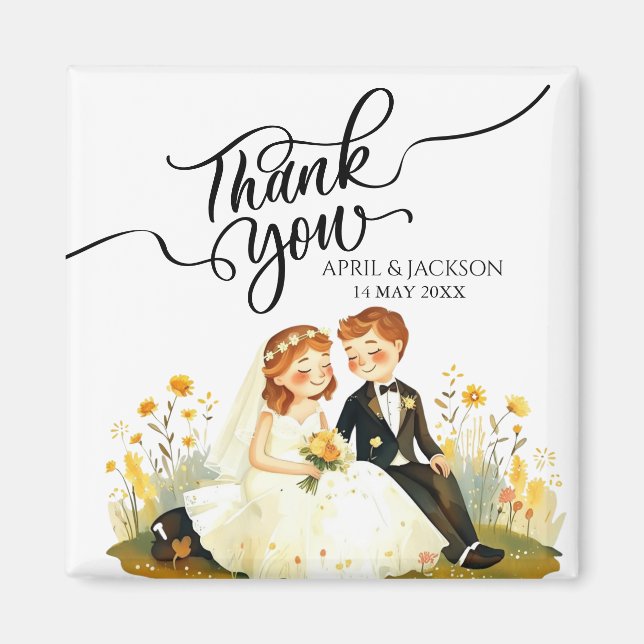 Danke, Bride Groom Ilustration Magnet (Vorne)