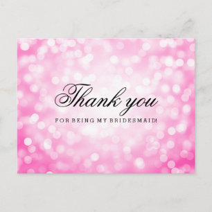 Danke Bridesmaid Pink Glitzer Lights Postkarte