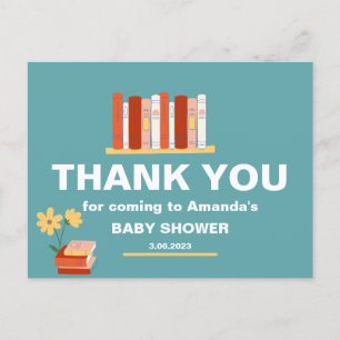 Danke Bücher- und Blumen-Baby-Shower-Grußkarte Postkarte