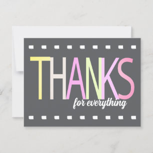 Danke Bunte Pastellfarbene Schrift Auf Grauem Mini Postkarte