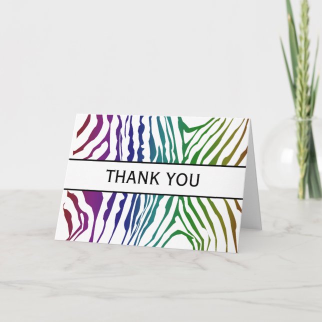Danke! Bunte wildes Tierzebra-Muster Dankeskarte (Vorderseite)