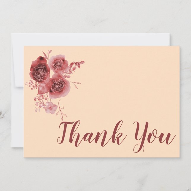 Danke, burgundy floral dankeskarte (Vorderseite)