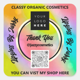Danke Business QR Code Logo Holografischer Regenbo Quadratischer Aufkleber