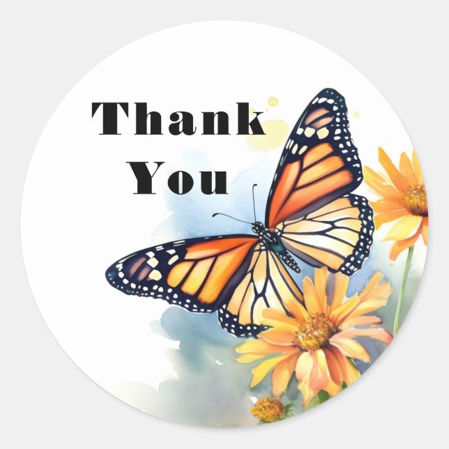 Danke Butterfly Runder Aufkleber (Vorderseite)