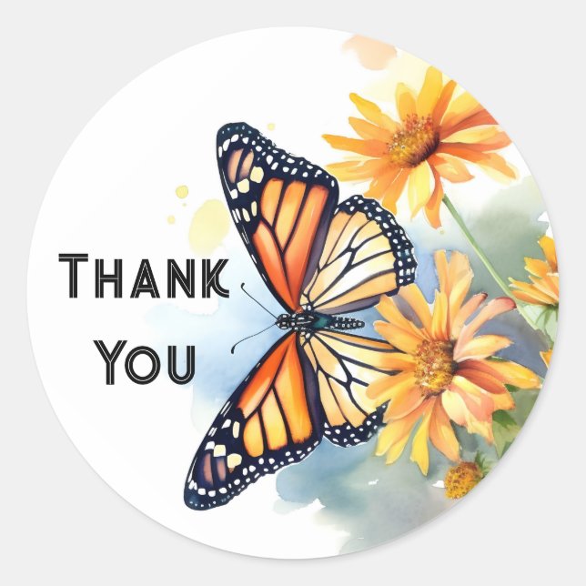 Danke Butterfly Runder Aufkleber (Vorderseite)