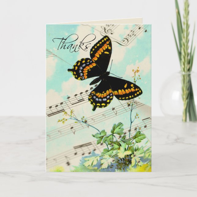 Danke Butterfly und Musiknoten (Vorderseite)