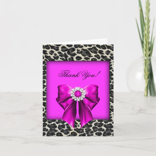 Danke, Card Leopard heiß rosa Dankeskarte (Vorderseite)