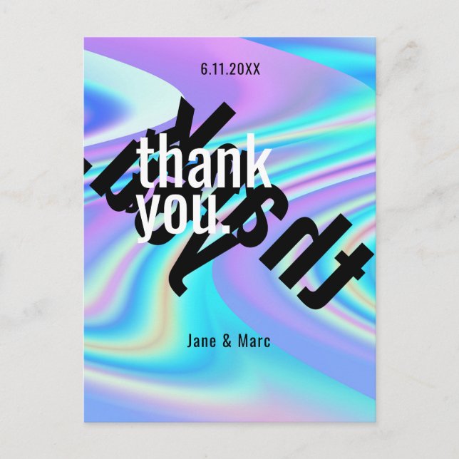 Danke, Cards Psychedelic Holographic Postkarte (Vorderseite)