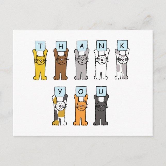 Danke, Cartoon Cats Postkarte (Vorderseite)