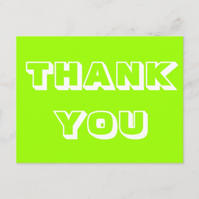 Danke, Chartreuse grün weiß Postkarte (Vorderseite)