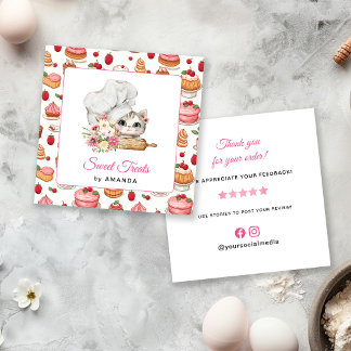 Danke Chef Kitten Bäckerei Quadratische Visitenkarte