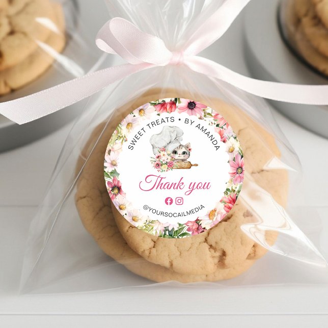 Danke Chef Kitten Bäckerei Runder Aufkleber (Von Creator hochgeladen)