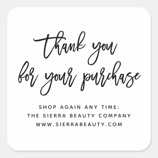 Danke | Chic Custom Retail Boutique Quadratischer Aufkleber (Vorderseite)