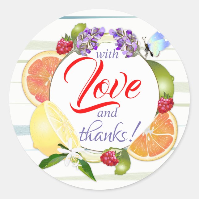 Danke Citrus Fruits Runder Aufkleber (Vorderseite)