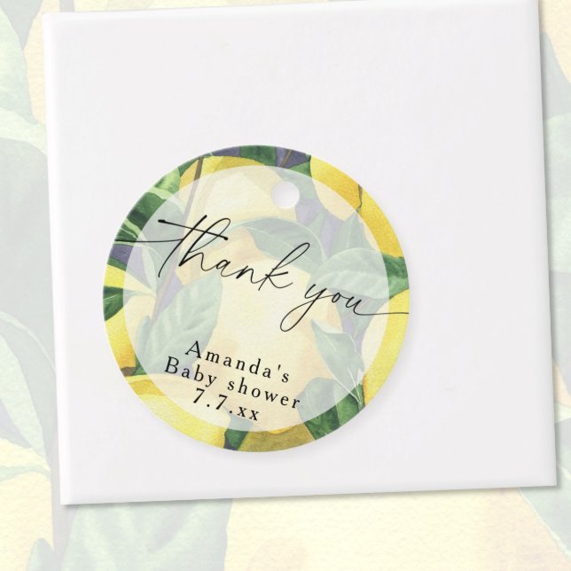 Danke - Citrus Lemon - Baby-Dusche Geschenkanhänger (Von Creator hochgeladen)