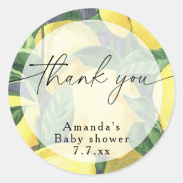 Danke - Citrus Lemon - Baby-Dusche Runder Aufkleber