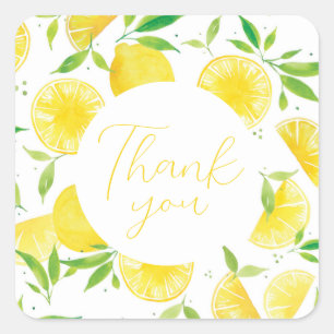 Danke Citrus Lemon Babyaufkleber Quadratischer Aufkleber