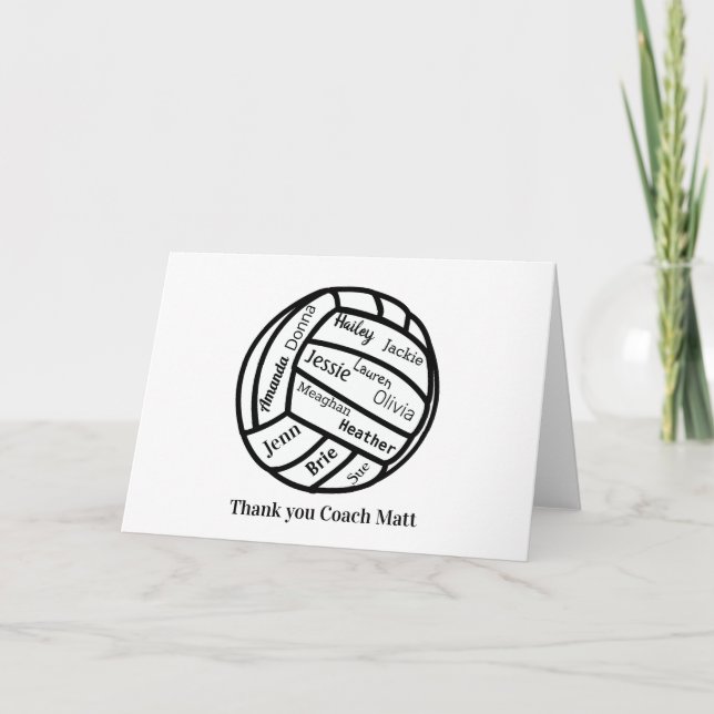 Danke, Coach Individuelle Name Volleyball Card Dankeskarte (Vorderseite)