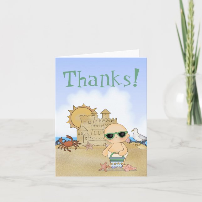 Danke! Cool Beach Baby Dankeschön-Karte ~ neutral Dankeskarte (Vorderseite)