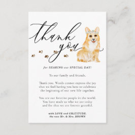 Danke, Corgi Welpenhund Wedding Begleitkarte
