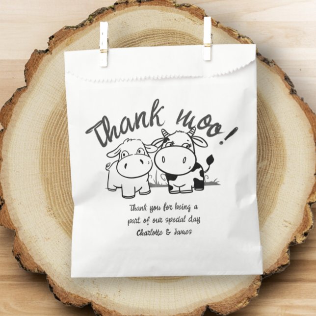 Danke, Cow Themed Wedding Geschenktütchen (Thank You Cow Themed Wedding Favor Bags from Ricaso. Delightful cattle couple personalized wedding)