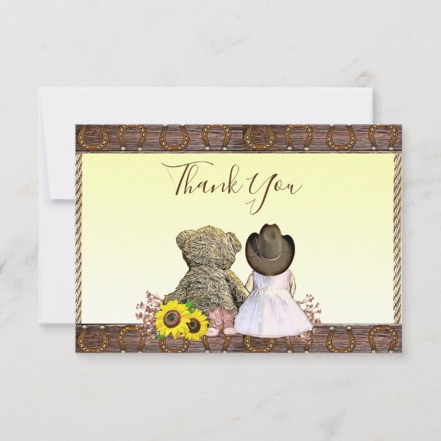 Danke | Cowgirl Themed Baby Dusche (Vorderseite)