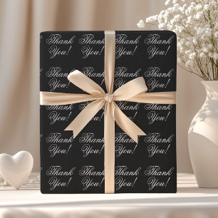 Danke Cursive Schwarz und Weiß Geschenkpapier
