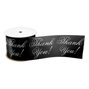 Danke Cursive Schwarz und Weiß Satinband