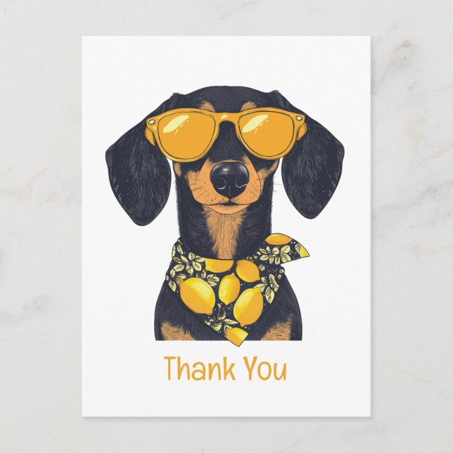 Danke Dackel Hunde Sonnenbrille Lemons Postkarte (Vorderseite)