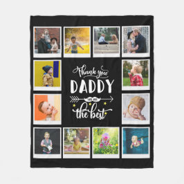 Danke Daddy Birthday Foto Collage Black Fleecedecke