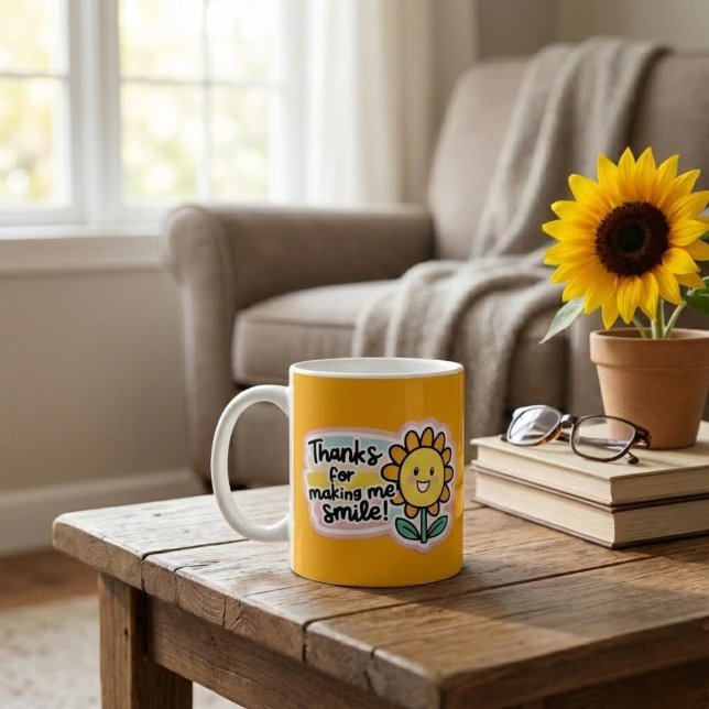 Danke dafür, dass ich die Tasse zum Lächeln gebrac (Make someone smile with this cute flower mug! )