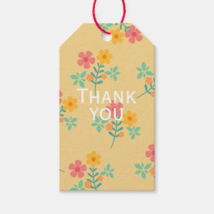 Danke Daisy Retro Bouquet Muster in Gelb Geschenkanhänger