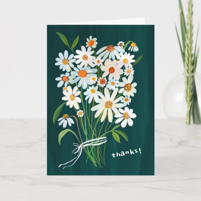 DANKE Daisy-Sträußchen handgemalt mit Gouache  Karte (Vorderseite)