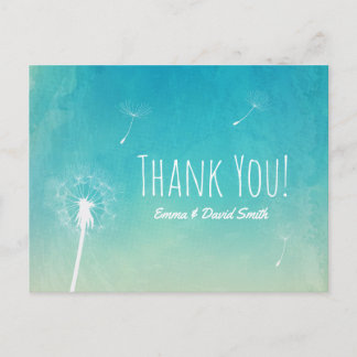 Danke | Dandelion Blasst elegante Wasserfarbe Postkarte